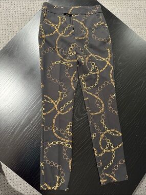 Zara Black Chinos with Gold Chain Print
